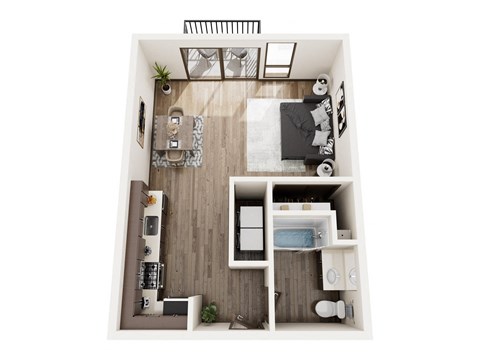 Floor plan for studio, 534 sqft